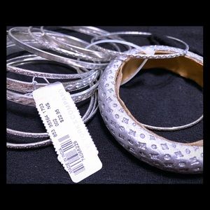 Set of Silver tone bracelets